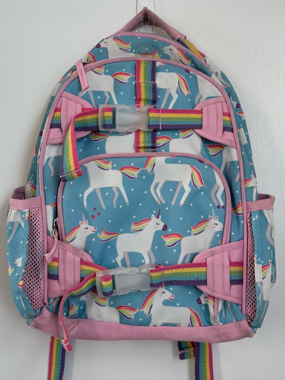 Pottery Barn Kids Mackenzie Aqua Unicorn Parade Small Backpack Girls Kids
